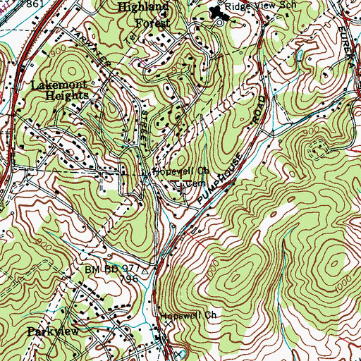 Topographic Map of Hopewell Cemetery, TN