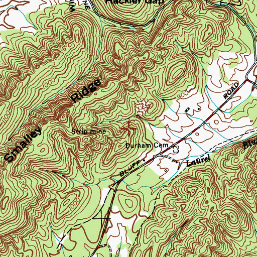 Topographic Map of Laurel Bluff Cemetery, TN