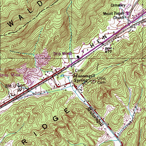 Topographic Map of Massengil Spring Cemetery, TN