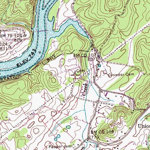 Topographic Map of McKinney Cemetery, TN