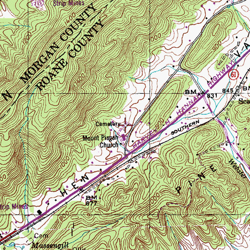 Topographic Map of Mount Pisgah Cemetery, TN
