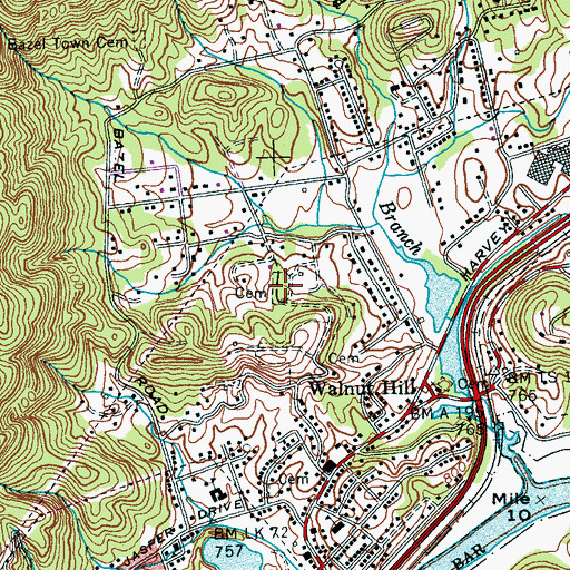 Topographic Map of Old Harriman Cemetery, TN