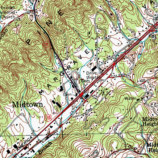 Topographic Map of Piney Grove Cemetery, TN