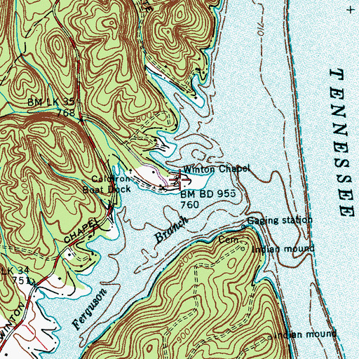 Topographic Map of Winton Chapel Cemetery, TN