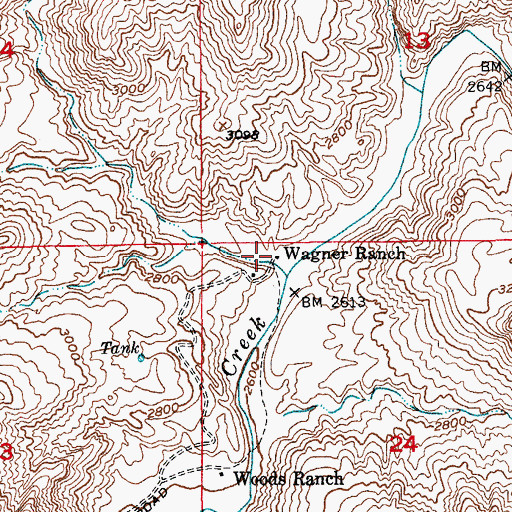 Topographic Map of Wagner Ranch, AZ