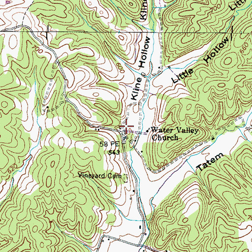 Topographic Map of Harmony Primitive Baptist Church (historical), TN