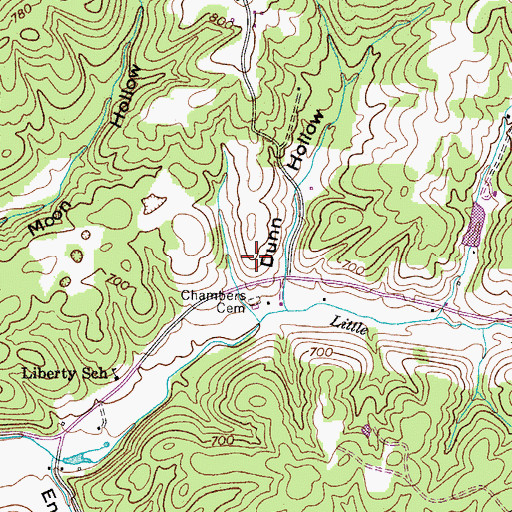 Topographic Map of Liberty Baptist Church (historical), TN