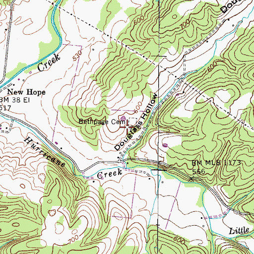 Topographic Map of New Bethpage Church (historical), TN