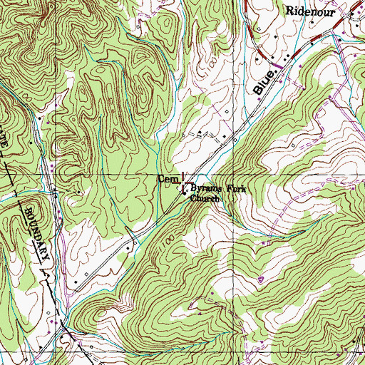 Topographic Map of Byrams Fork Cemetery, TN