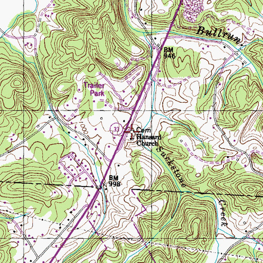 Topographic Map of Hansards Chapel Cemetery, TN