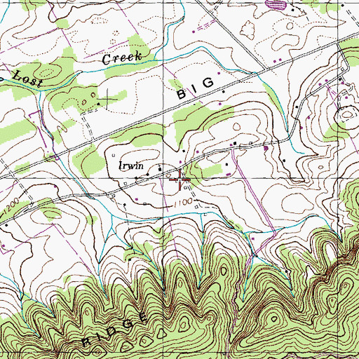 Topographic Map of Irwin Chapel Cemetery, TN