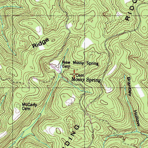Topographic Map of Mossy Springs Cemetery, TN