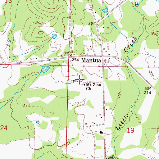 Topographic Map of Manatua Cemetery, AL