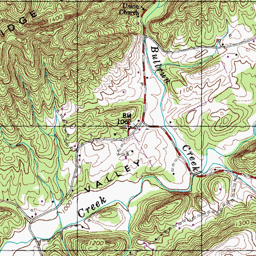 Topographic Map of Pleasant Grove Cemetery, TN