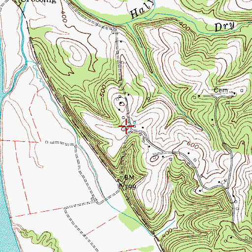 Topographic Map of Barton Cemetery, TN