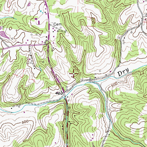 Topographic Map of Bell-Hollis Cemetery, TN
