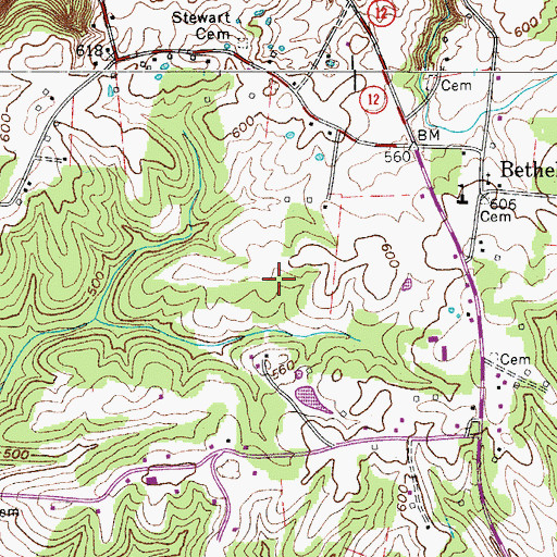 Topographic Map of Cooper Gupton Cemetery, TN