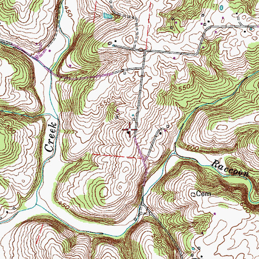 Topographic Map of Denny-Nicholson Cemetery, TN