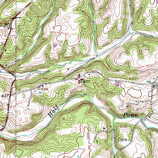 Topographic Map of Esther Jackson Cemetery, TN