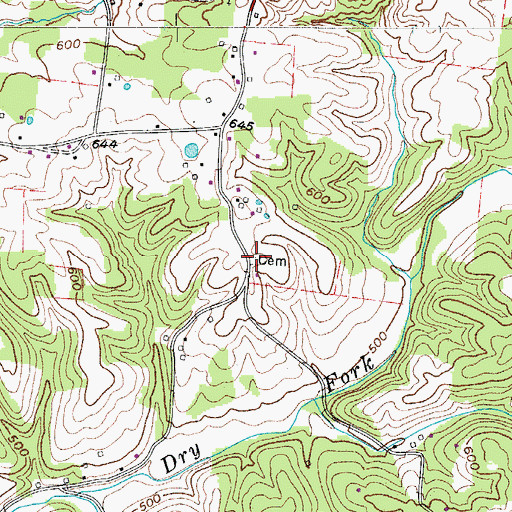 Topographic Map of Harris-Douglas Cemetery, TN