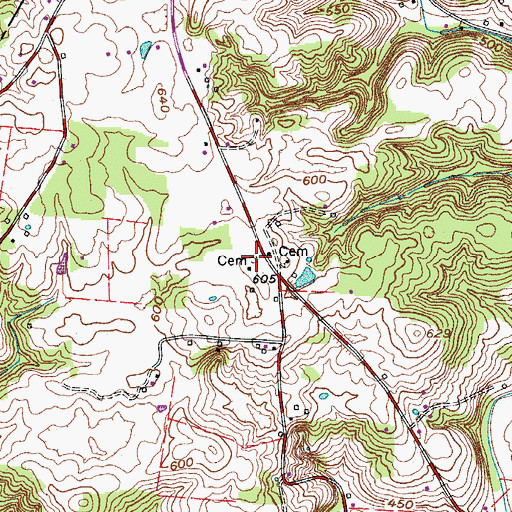 Topographic Map of Hobson Nicholson Cemetery, TN
