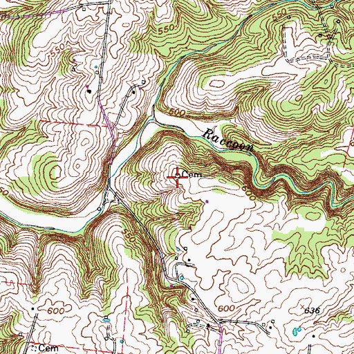 Topographic Map of Hunter Cemetery, TN