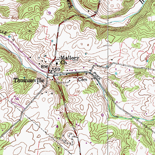 Topographic Map of Link Cemetery, TN