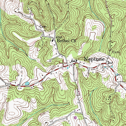Topographic Map of Neptune United Methodist Church, TN