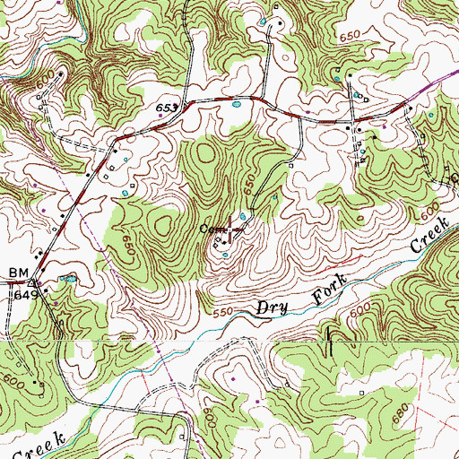 Topographic Map of Nicholson Cemetery, TN