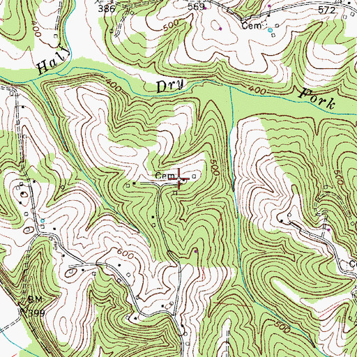 Topographic Map of Page Cemetery, TN