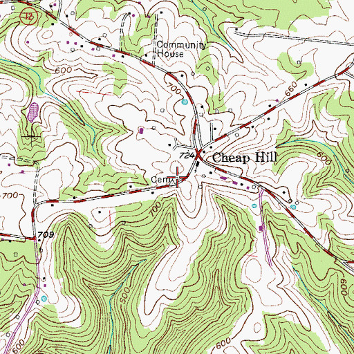 Topographic Map of Pardue Cemetery, TN
