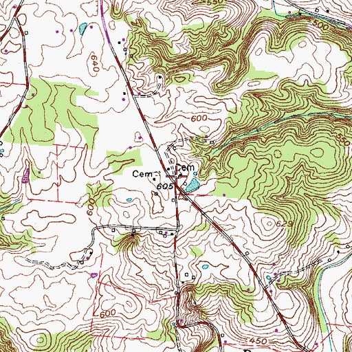 Topographic Map of Permelie Nicholson Cemetery, TN