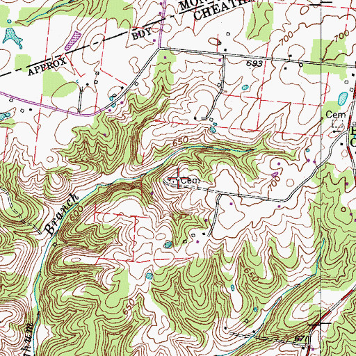 Topographic Map of Stack Cemetery, TN