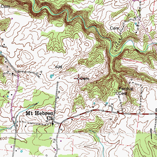 Topographic Map of Wilson Cemetery, TN