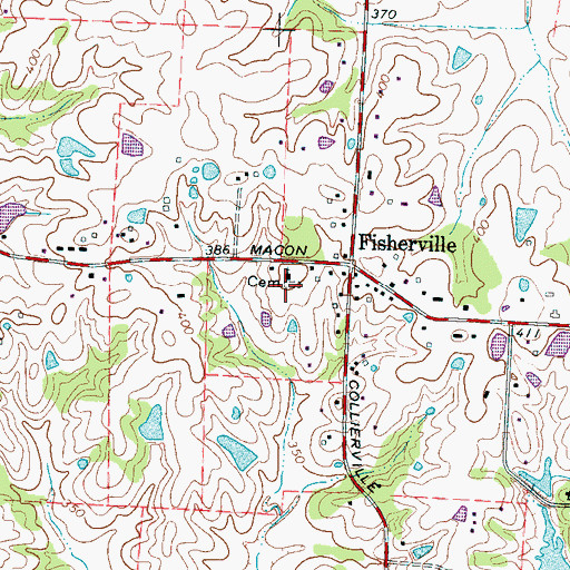 Topographic Map of Fisherville Cemetery, TN