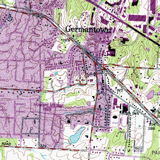 Topographic Map of Germantown Cemetery, TN