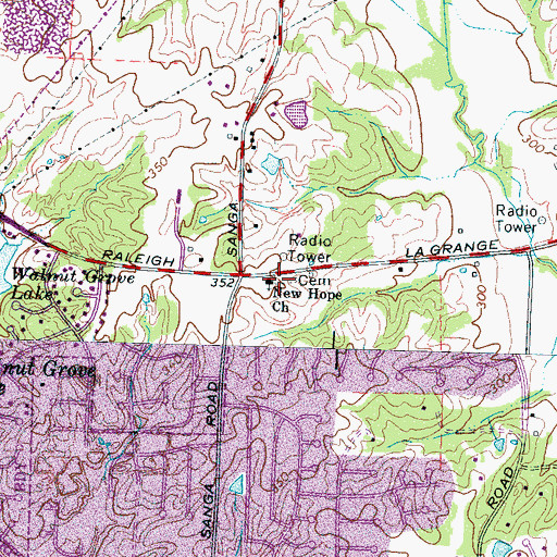 Topographic Map of New Hope Cemetery, TN