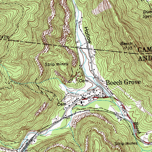 Topographic Map of Beech Grove Cemetery, TN