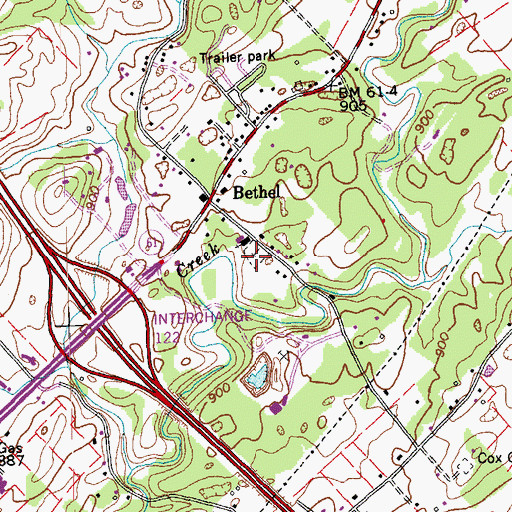 Topographic Map of Bethel Cemetery, TN