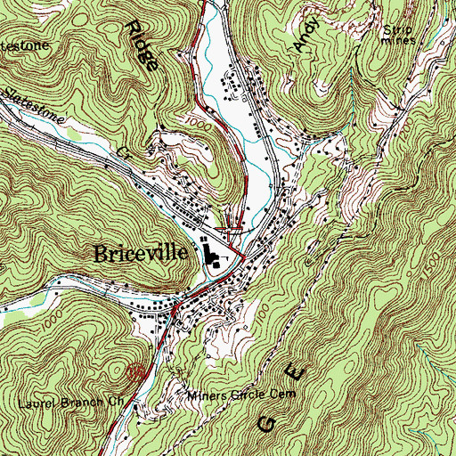 Topographic Map of Briceville Methodist Church, TN