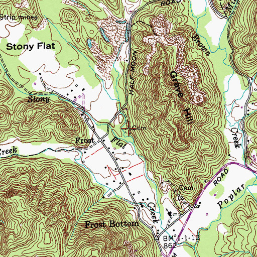 Topographic Map of Frost Cemetery, TN