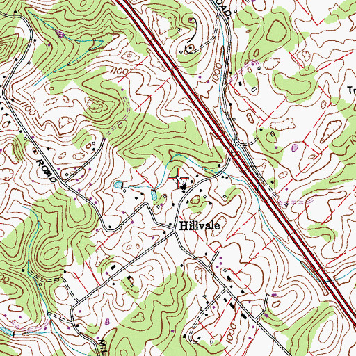 Topographic Map of Hillvale Cemetery, TN