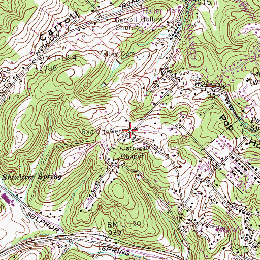 Topographic Map of Jarnigan Chapel Cemetery, TN