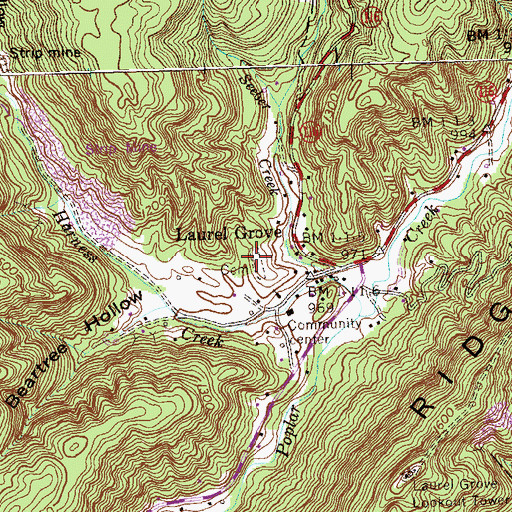 Topographic Map of Laurel Grove Cemetery, TN