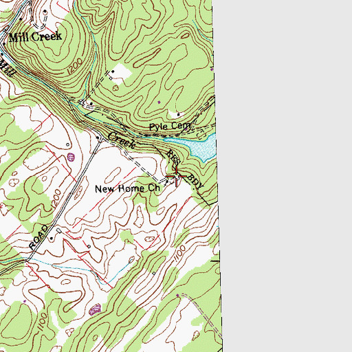 Topographic Map of New Home Cemetery, TN