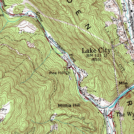 Topographic Map of Pine Hill Cemetery, TN