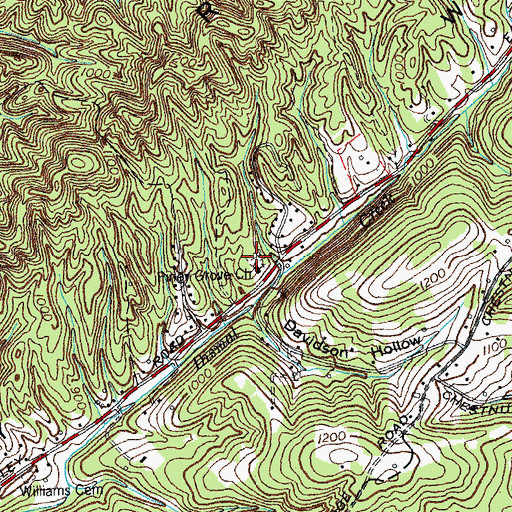 Topographic Map of Piney Grove Cemetery, TN