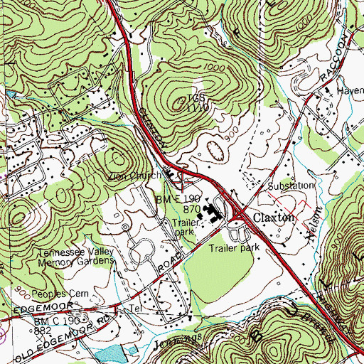 Topographic Map of Zion Cemetery, TN