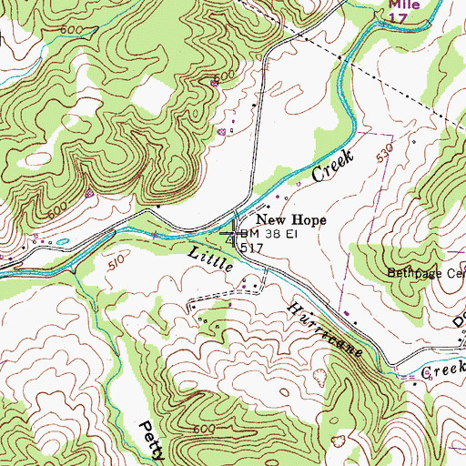 Topographic Map of New Hope Methodist Church, TN