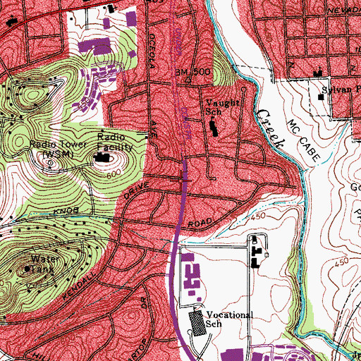 Topographic Map of Capitol Baptist Temple, TN